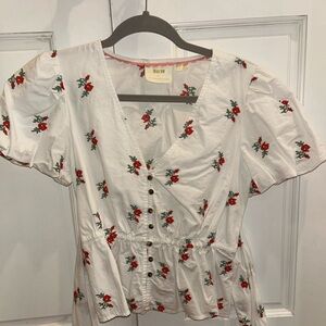 Maeve top from Anthropologie. So many cute details!